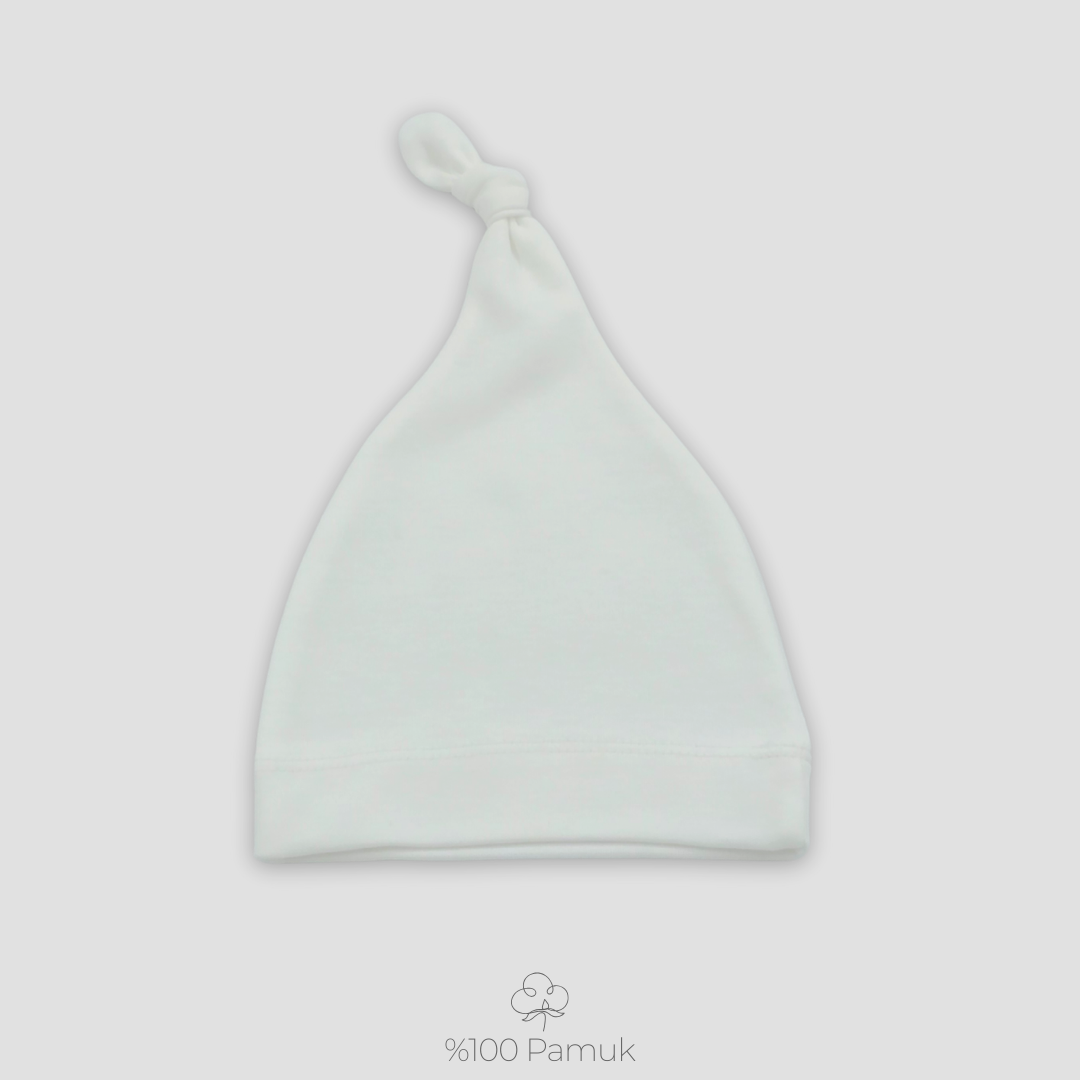 %100 Pamuklu Düğümlü Ekru Şapka