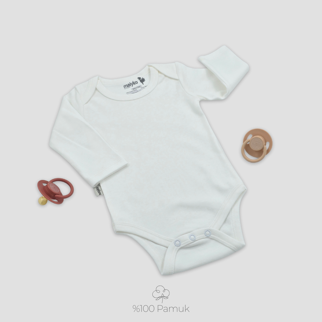 Uzun Kollu Body Ekru %100 Pamuk