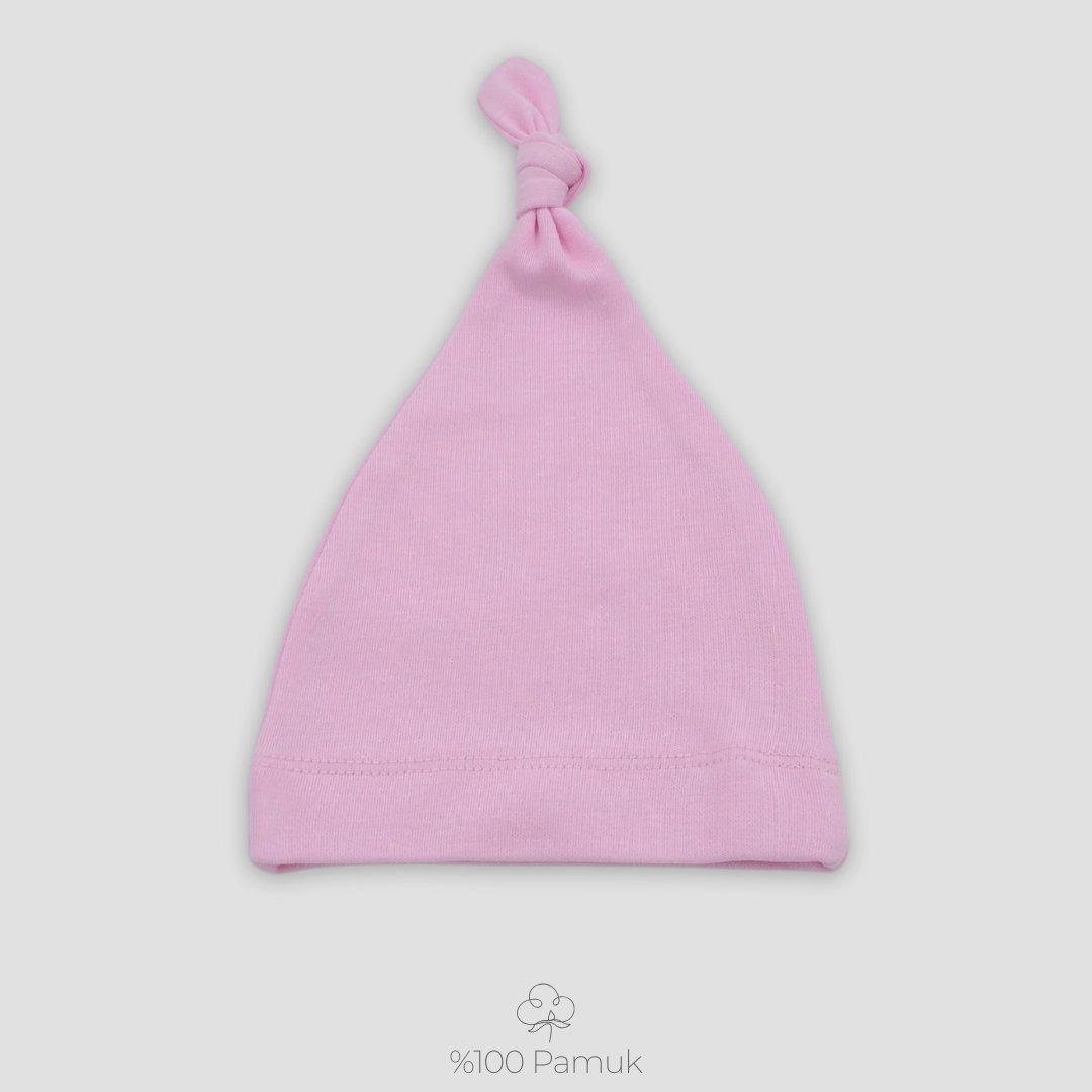 %100 Pamuklu Düğümlü Pastel Pembe Şapka