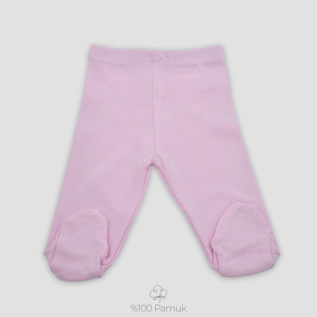 %100 Pamuklu Patikli Pantolon Pastel Pembe