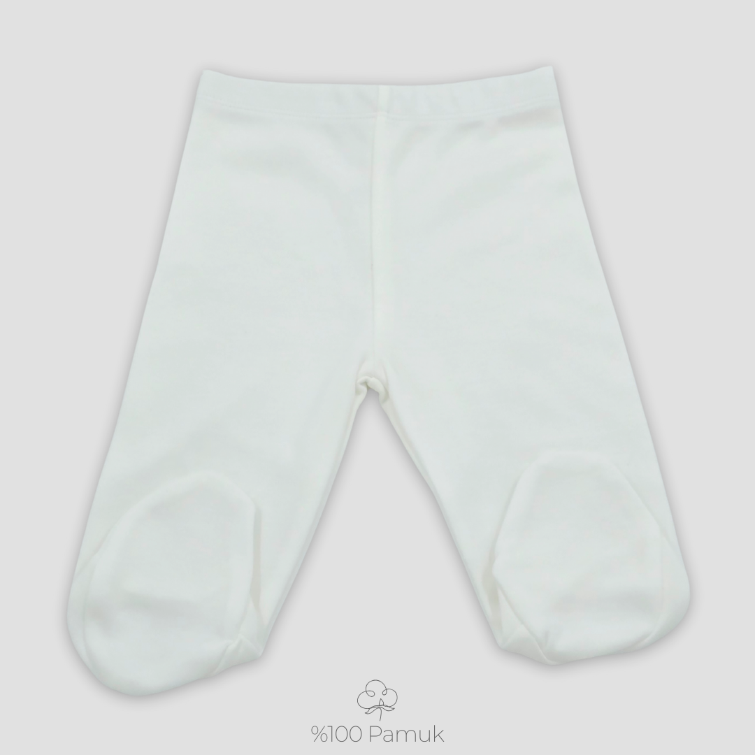 %100 Pamuklu Patikli Pantolon Ekru