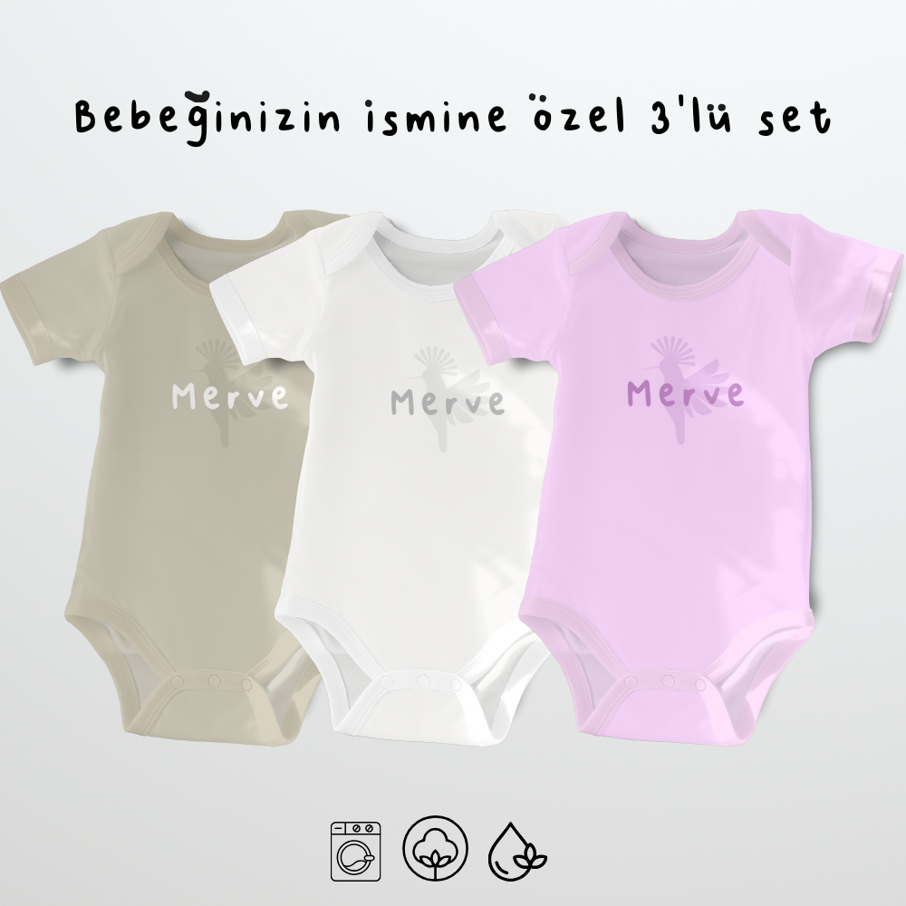 İsme Özel 3'lü Body Set Kız