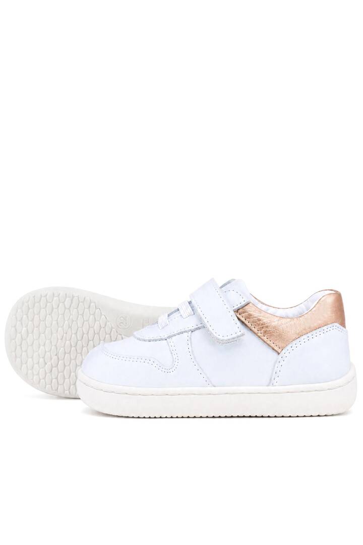 Maiyko Barefoot İlk Adım Ayakkabısı Hakiki Deri Beyaz Nubuk & Bakır Bebek Sneaker