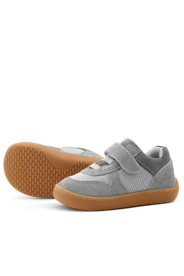 Maiyko Barefoot Hakiki Deri Cırtcırtlı İlk Adım Bebek Sneaker Gri