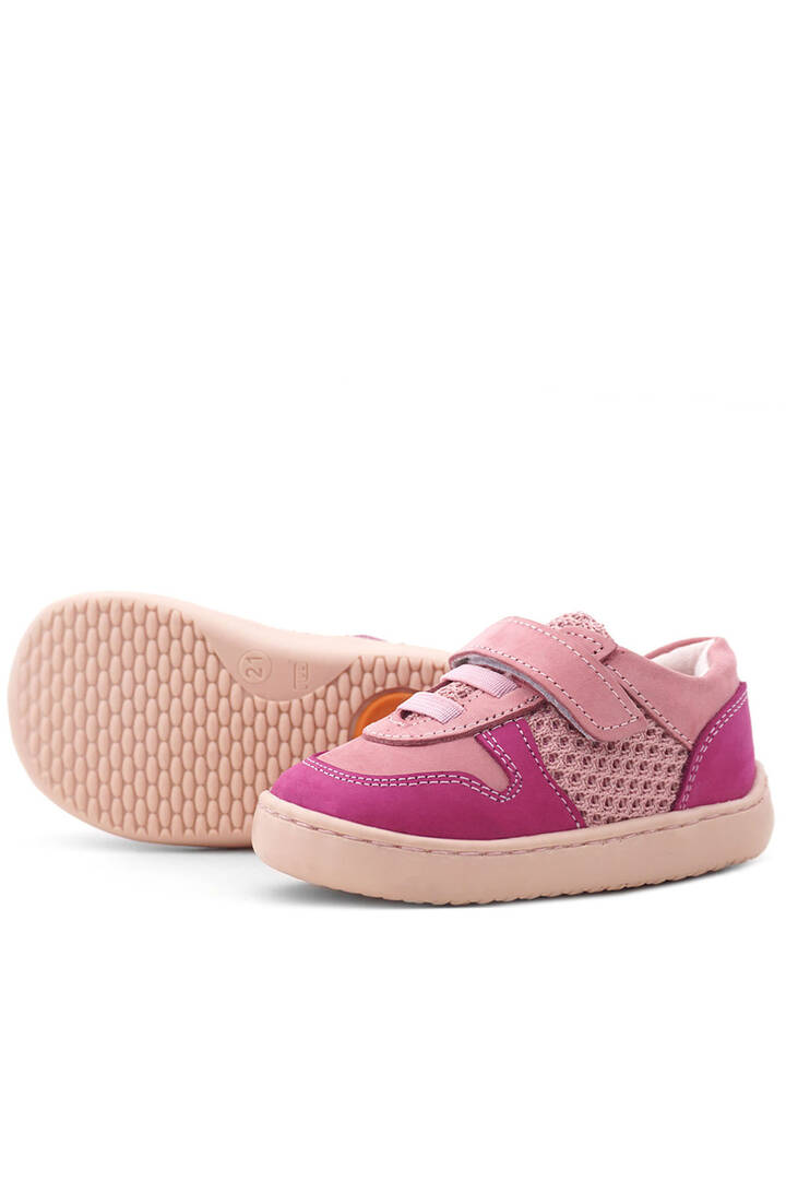 Maiyko Barefoot Hakiki Deri Cırtcırtlı İlk Adım Bebek Sneaker Pembe