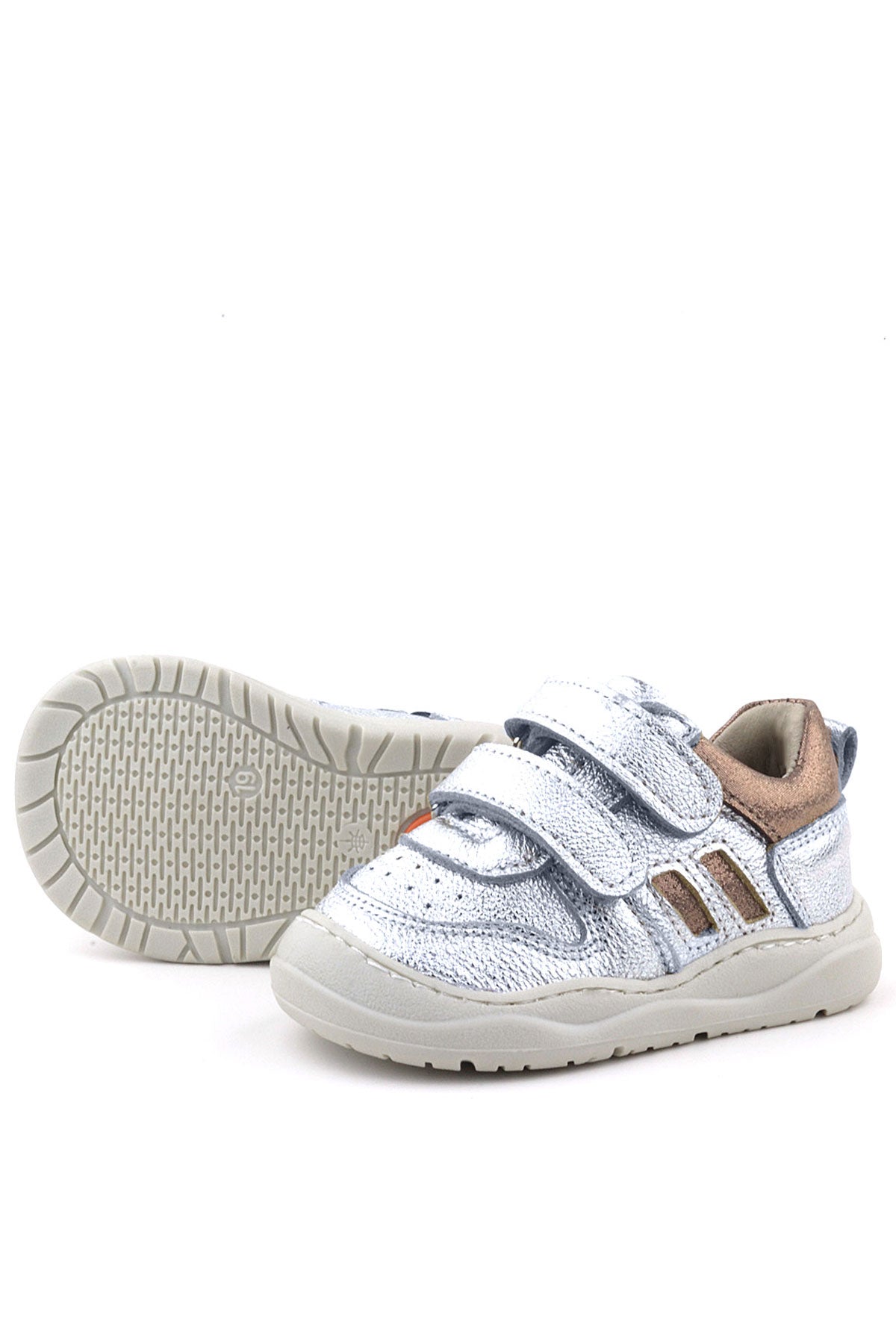 Maiyko Step Cırtcırtlı Hakiki Deri Gümüş & Bronz Bebek İlk Adım Ayakkabısı