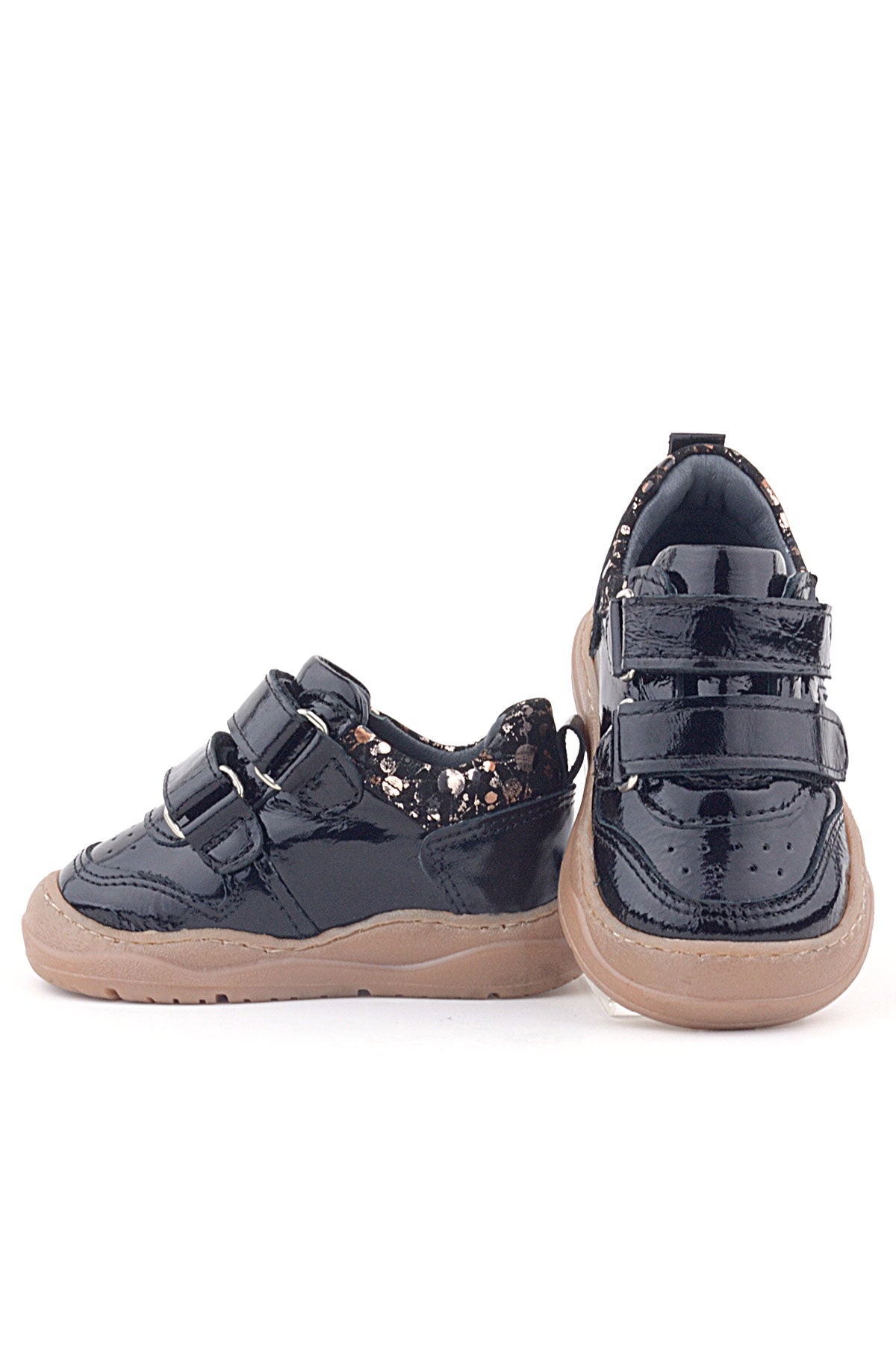 Maiyko Step Cırtcırtlı Hakiki Deri Parlak Siyah İlk Adım Ayakkabısı