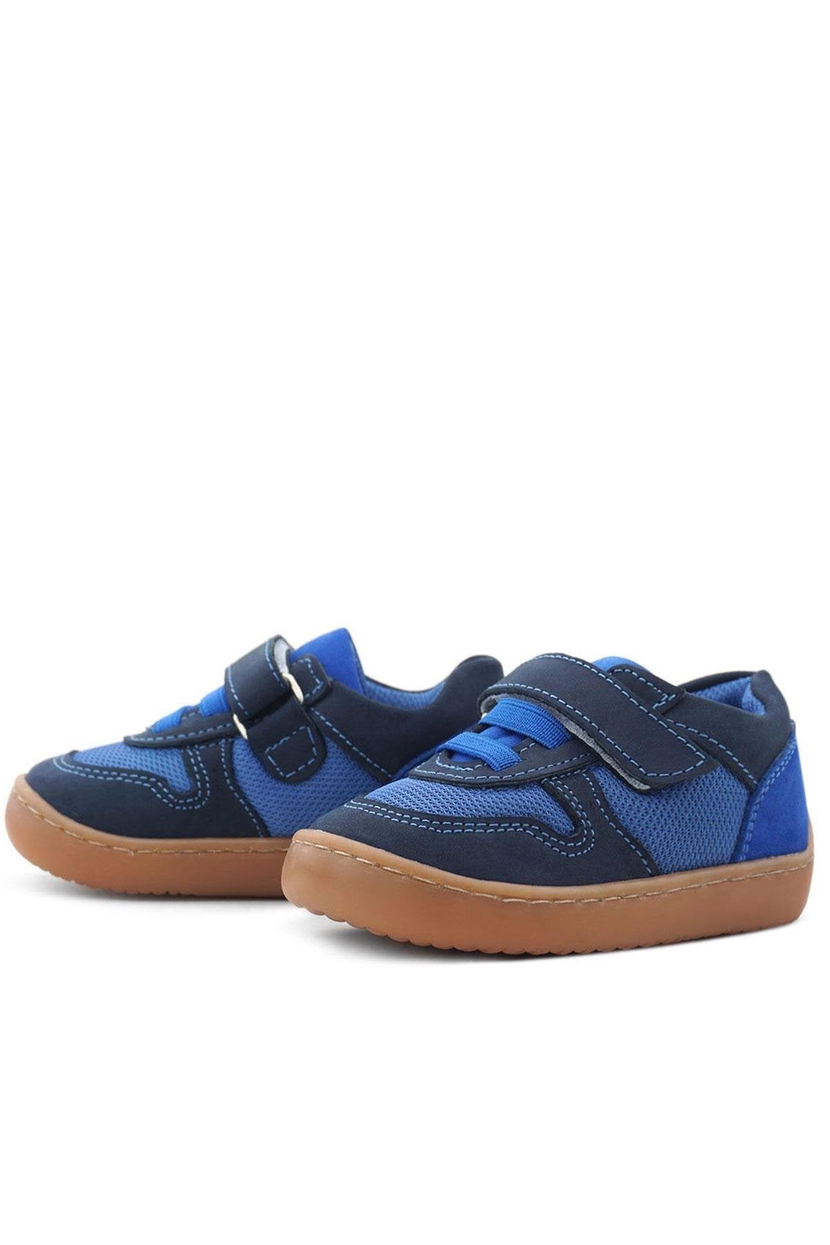 Maiyko Barefoot Hakiki Deri Cırtcırtlı İlk Adım Bebek Sneaker Lacivert