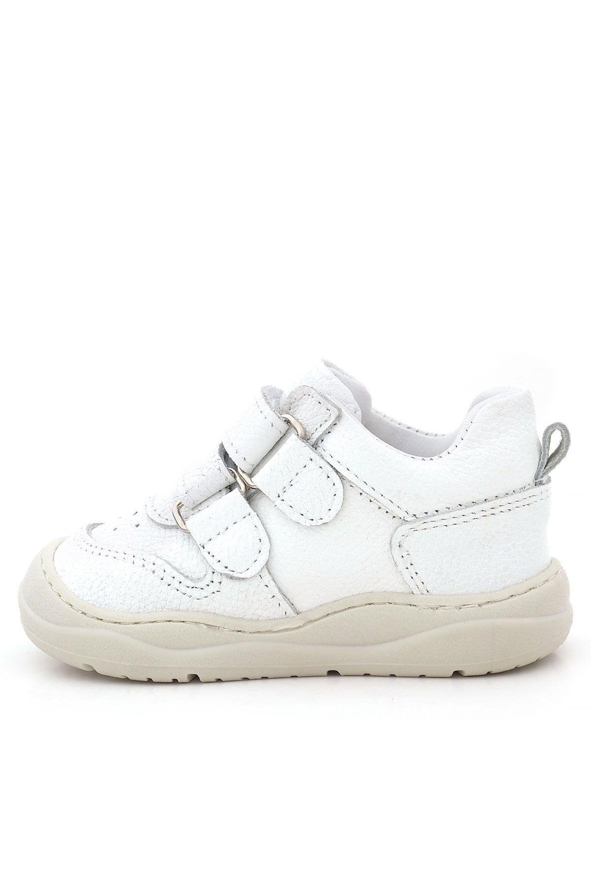 Maiyko Step Cırtcırtlı Hakiki Deri Beyaz Bebek İlk Adım Ayakkabısı