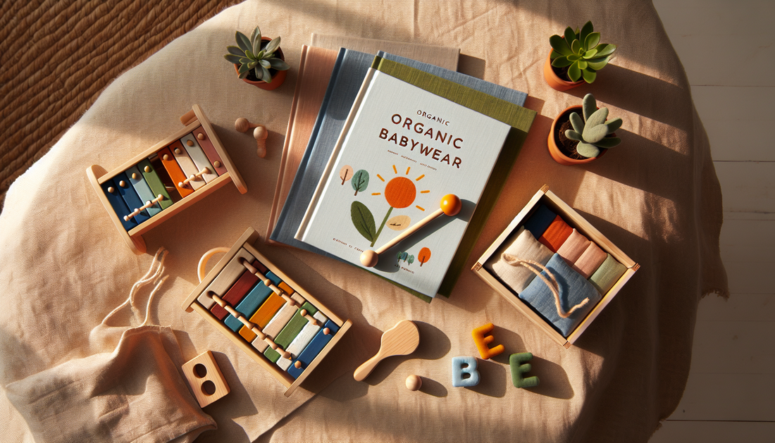 Renkli tahta kitaplar, küçük ksilofon oyuncağı ve kumaş alfabe blokları — bebek dil gelişimi eğitici still life