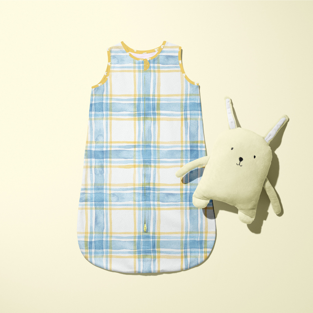 1.0 Tog Pastel Mavi Çizgili Uyku Tulumu Giyilebilir Battaniye