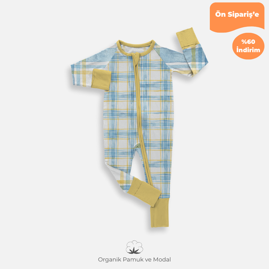 1.0 Tog Pastel Mavi Çizgili Tulum