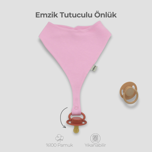 Emzik Tutuculu Bebek Önlüğü Pastel Pembe