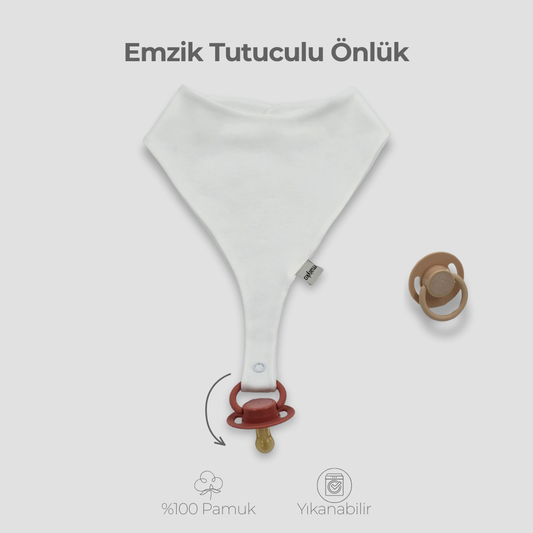 Emzik Tutuculu Bebek Önlüğü Ekru Rengi