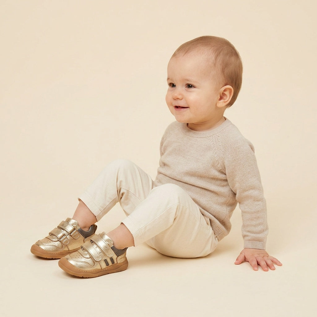 Maiyko Step Parlak Altin bebek ayakkabisi tam boy