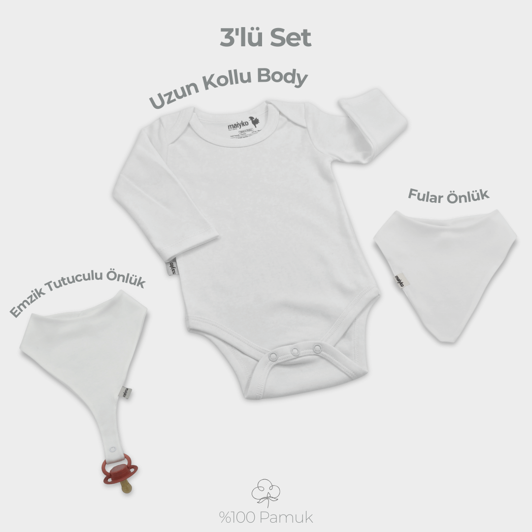 3'lü Set %100 Pamuk Ekru