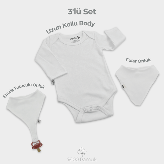 3'lü Set %100 Pamuk Ekru