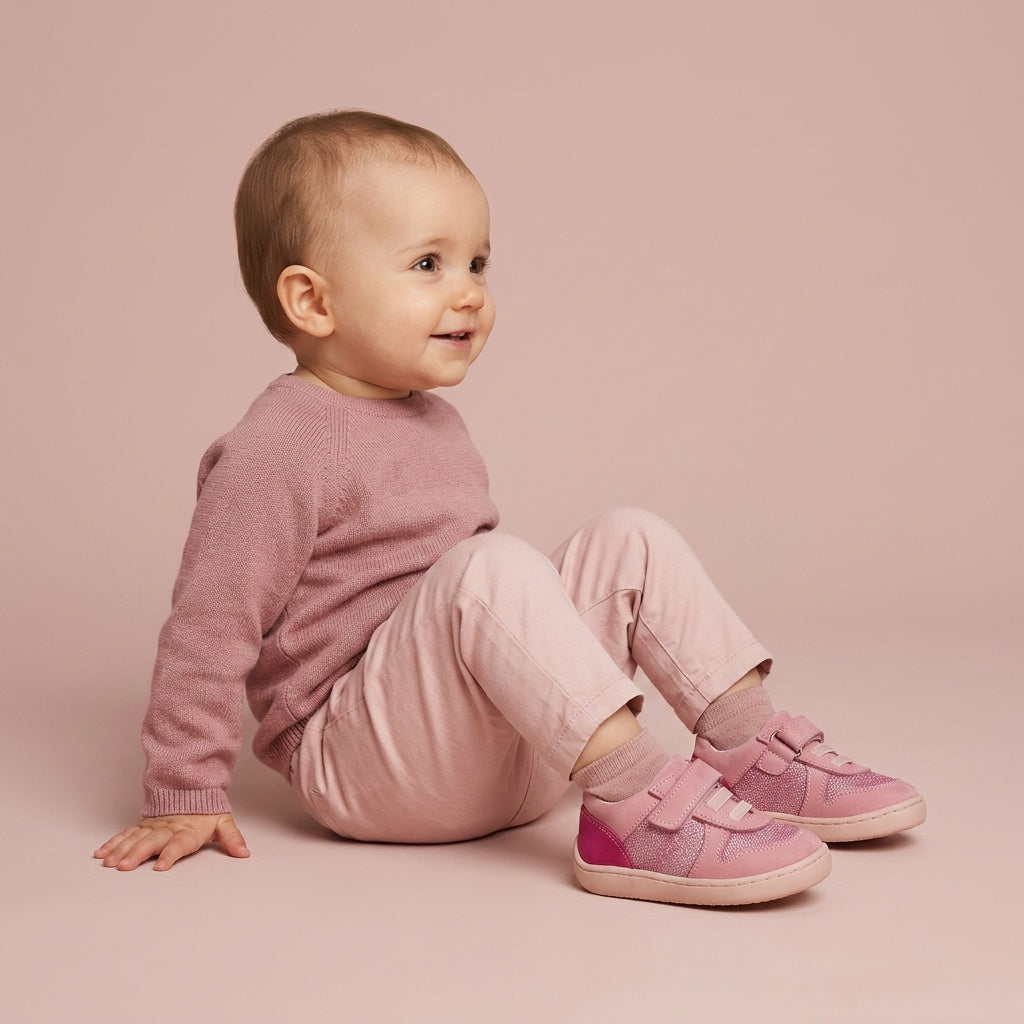 Maiyko Barefoot Simli Pembe bebek ayakkabisi tam boy