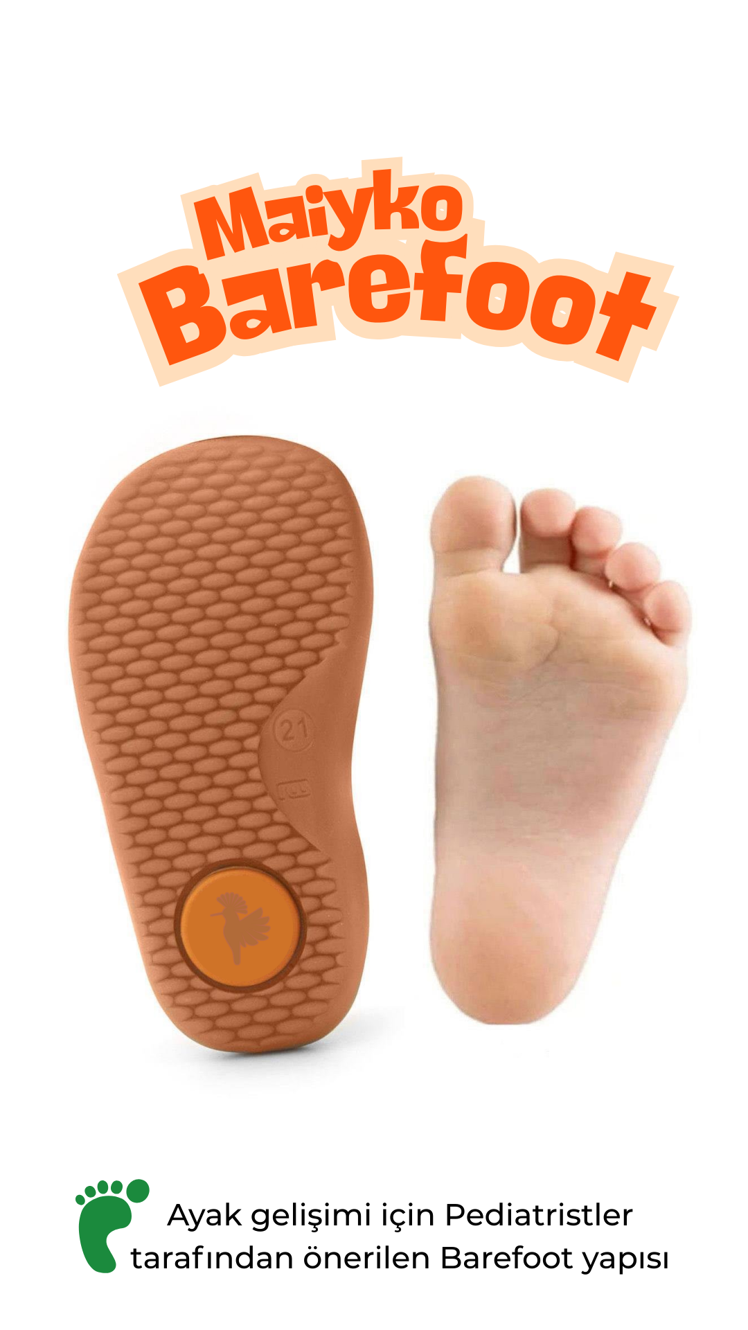 Maiyko Barefoot Hakiki Deri Cırtcırtlı İlk Adım Bebek Sneaker Koyu Kahve