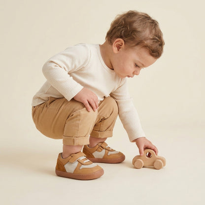 Maiyko Barefoot Taba Krem bebek ayakkabisi yakin cekim