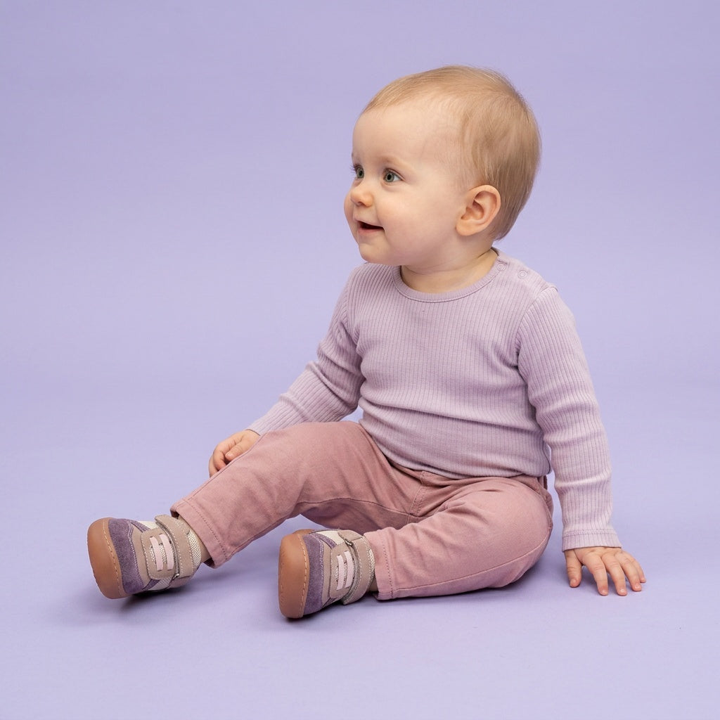 Maiyko Barefoot Mor Pudra bebek ayakkabisi yakin cekim