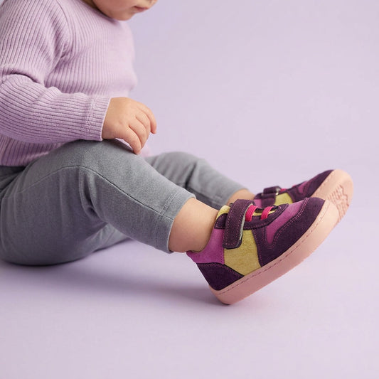 Maiyko Barefoot mor hakiki deri bebek ilk adım ayakkabısı - yakın çekim detay