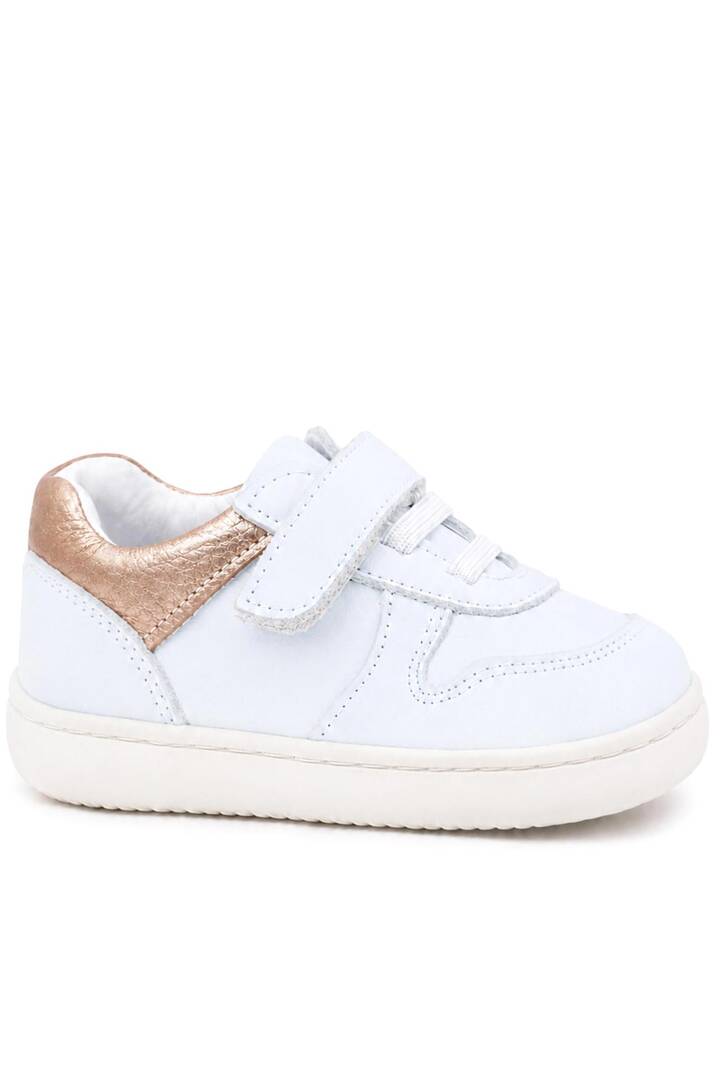 Maiyko Barefoot İlk Adım Ayakkabısı Hakiki Deri Beyaz Nubuk & Bakır Bebek Sneaker