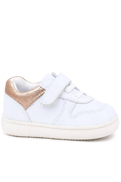 Maiyko Barefoot İlk Adım Ayakkabısı Hakiki Deri Beyaz Nubuk & Bakır Bebek Sneaker