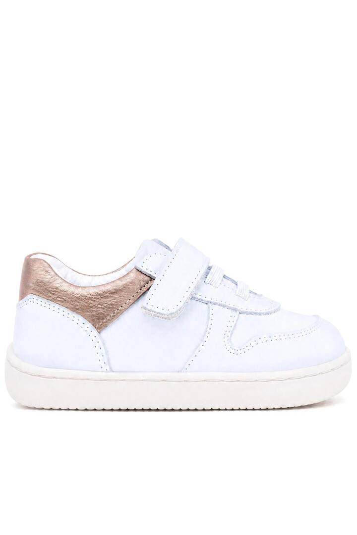 Maiyko Barefoot İlk Adım Ayakkabısı Hakiki Deri Beyaz Nubuk & Bakır Bebek Sneaker