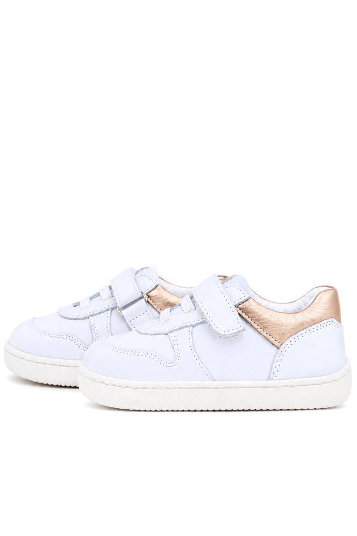 Maiyko Barefoot İlk Adım Ayakkabısı Hakiki Deri Beyaz Nubuk & Bakır Bebek Sneaker
