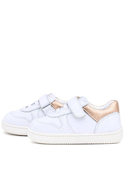 Maiyko Barefoot İlk Adım Ayakkabısı Hakiki Deri Beyaz Nubuk & Bakır Bebek Sneaker