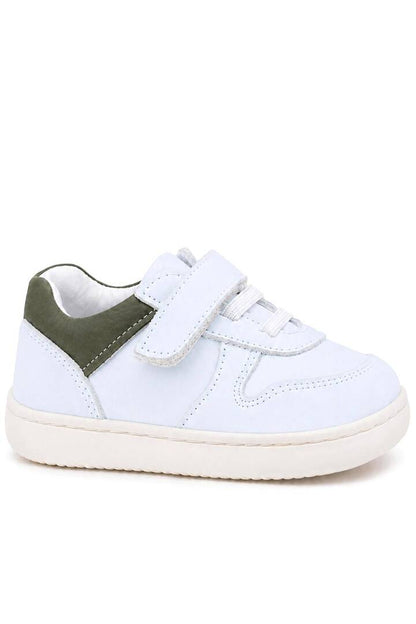 Maiyko Barefoot İlk Adım Ayakkabısı Hakiki Deri Beyaz Nubuk & Haki Bebek Sneaker