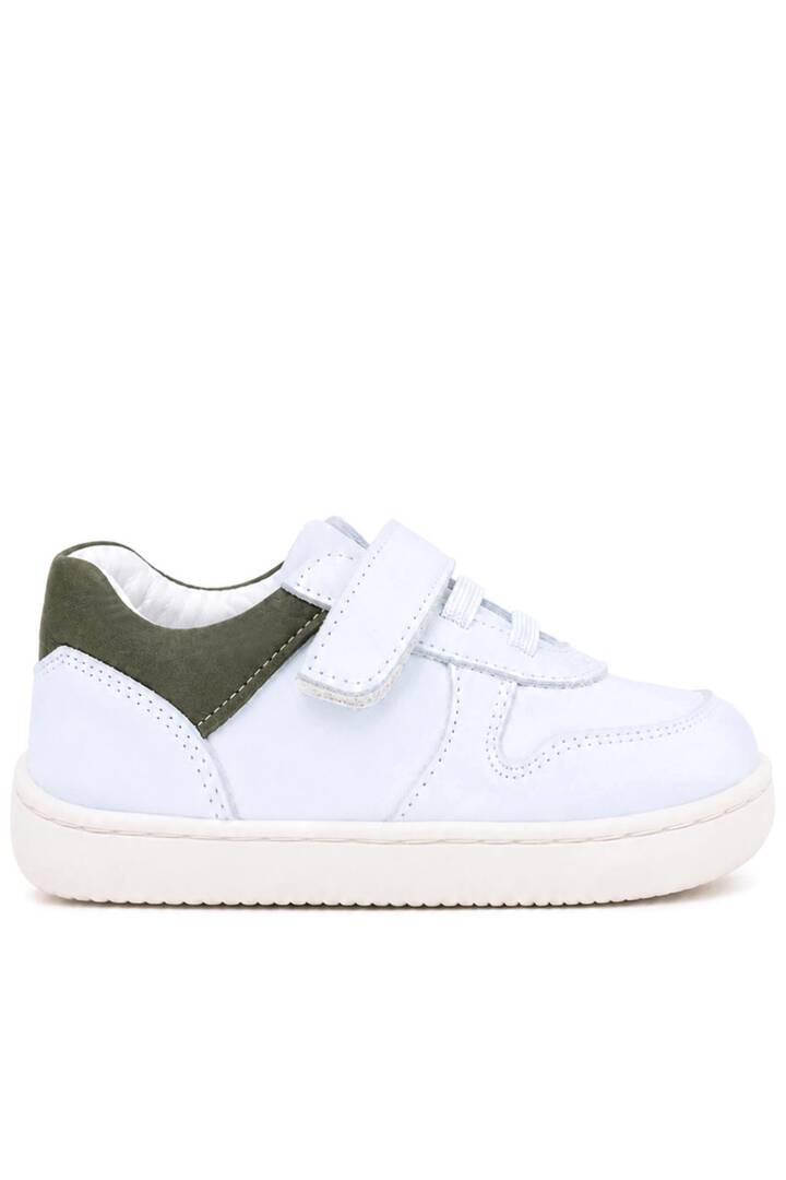 Maiyko Barefoot İlk Adım Ayakkabısı Hakiki Deri Beyaz Nubuk & Haki Bebek Sneaker