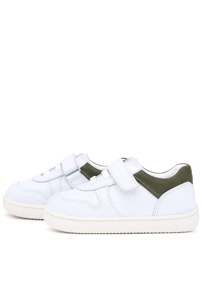 Maiyko Barefoot İlk Adım Ayakkabısı Hakiki Deri Beyaz Nubuk & Haki Bebek Sneaker