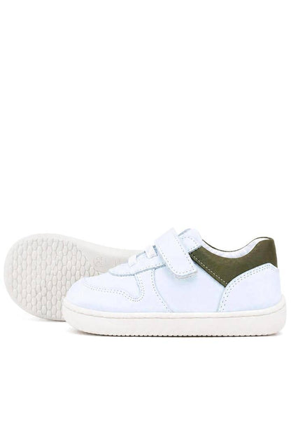 Maiyko Barefoot İlk Adım Ayakkabısı Hakiki Deri Beyaz Nubuk & Haki Bebek Sneaker