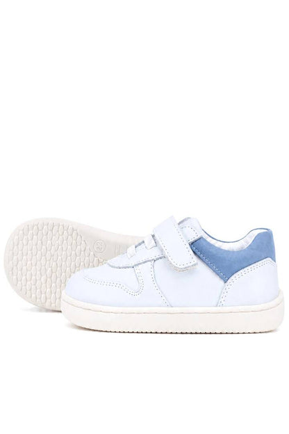 Maiyko Barefoot İlk Adım Ayakkabısı Hakiki Deri Beyaz Nubuk & Mavi Bebek Sneaker