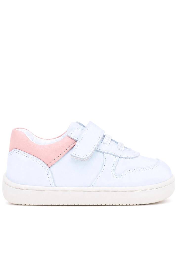 Maiyko Barefoot İlk Adım Ayakkabısı Hakiki Deri Beyaz Nubuk & Pembe Bebek Sneaker