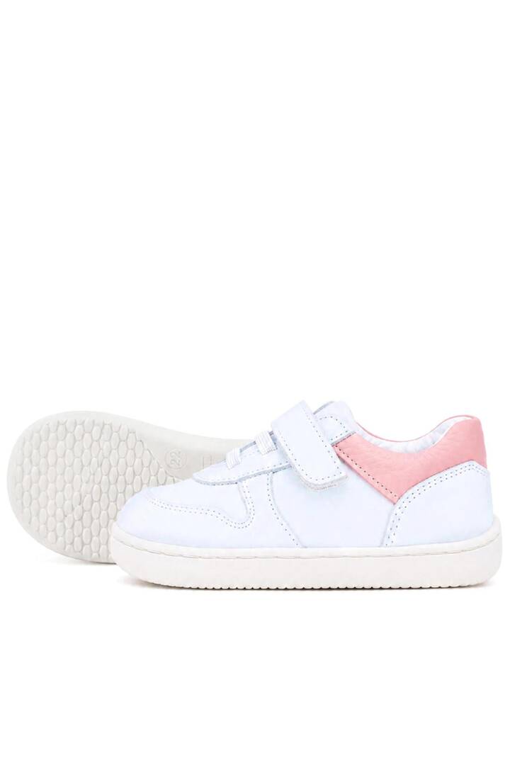 Maiyko Barefoot İlk Adım Ayakkabısı Hakiki Deri Beyaz Nubuk & Pembe Bebek Sneaker
