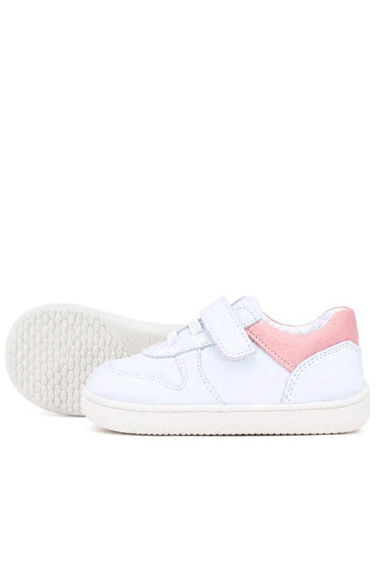 Maiyko Barefoot İlk Adım Ayakkabısı Hakiki Deri Beyaz Nubuk & Pembe Bebek Sneaker