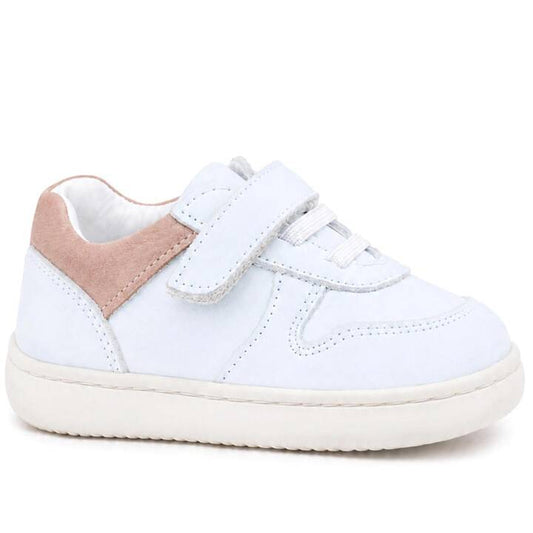 Maiyko Barefoot İlk Adım Ayakkabısı Hakiki Deri Beyaz Nubuk & Pudra Bebek Sneaker