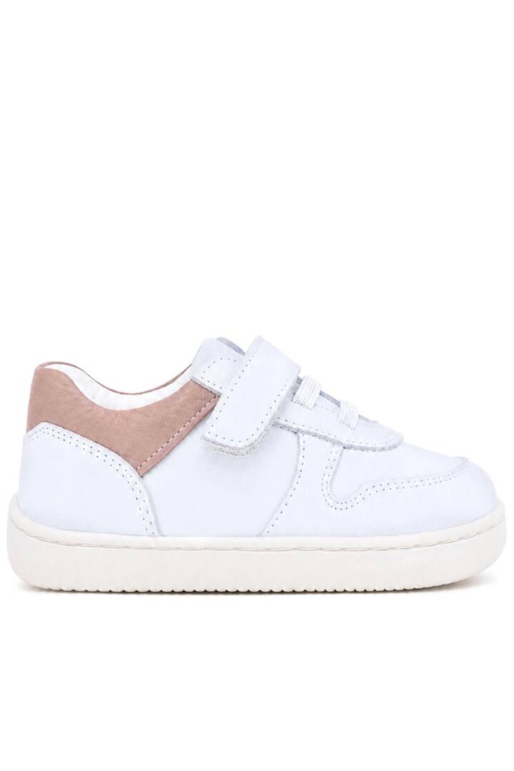 Maiyko Barefoot İlk Adım Ayakkabısı Hakiki Deri Beyaz Nubuk & Pudra Bebek Sneaker