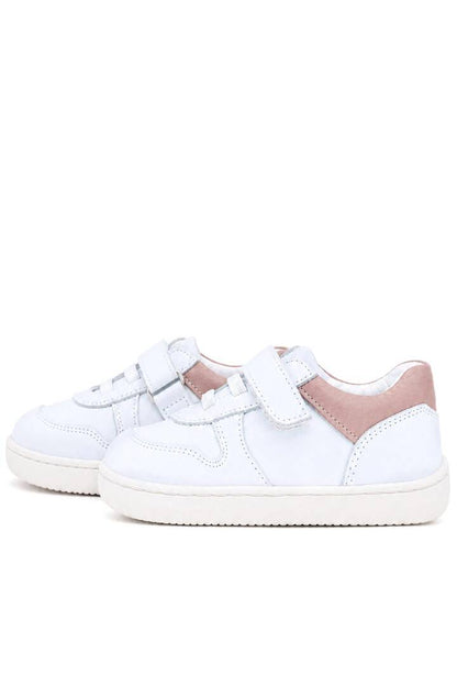 Maiyko Barefoot İlk Adım Ayakkabısı Hakiki Deri Beyaz Nubuk & Pudra Bebek Sneaker