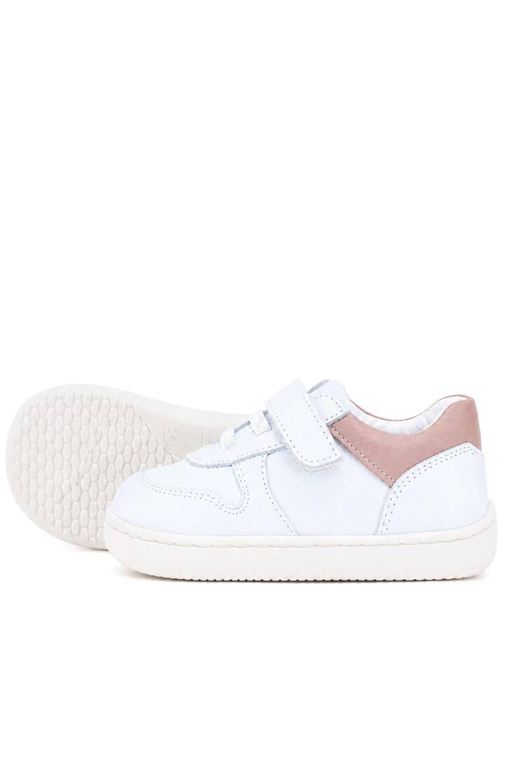 Maiyko Barefoot İlk Adım Ayakkabısı Hakiki Deri Beyaz Nubuk & Pudra Bebek Sneaker