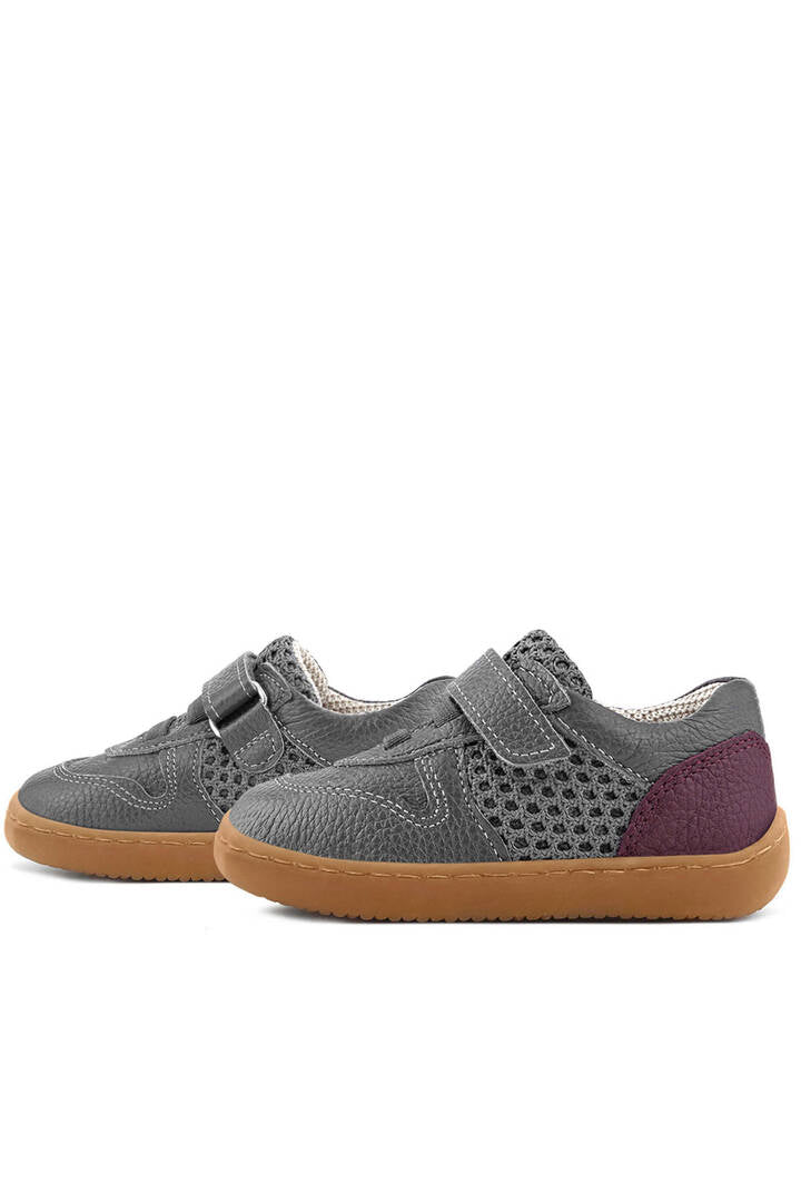 Maiyko Barefoot Gri & Bordo Hakiki Deri Bebek Sneaker