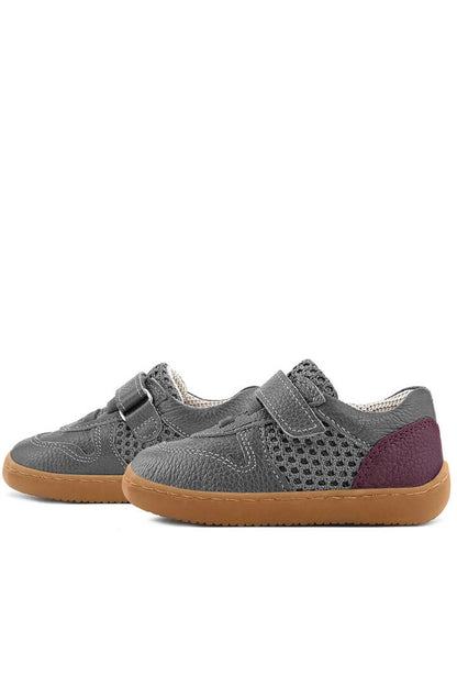 Maiyko Barefoot Gri & Bordo Hakiki Deri Bebek Sneaker