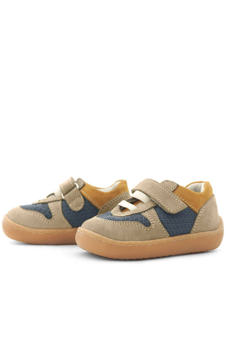 Maiyko Barefoot Hakiki Deri Cırtcırtlı İlk Adım Bebek Sneaker Krem