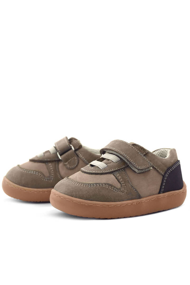 Maiyko Barefoot Hakiki Deri Cırtcırtlı İlk Adım Bebek Sneaker Koyu Kahve
