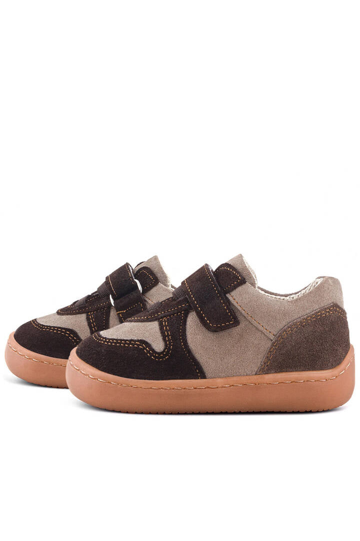 Maiyko Barefoot Hakiki Deri Cırtcırtlı İlk Adım Bebek Sneaker Koyu Kahve
