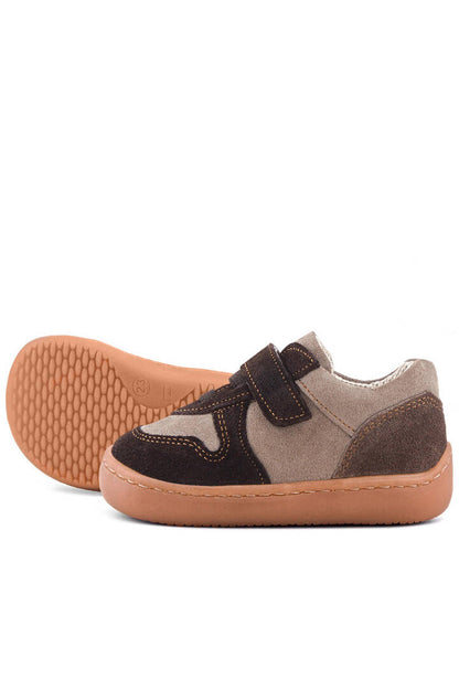 Maiyko Barefoot Hakiki Deri Cırtcırtlı İlk Adım Bebek Sneaker Koyu Kahve