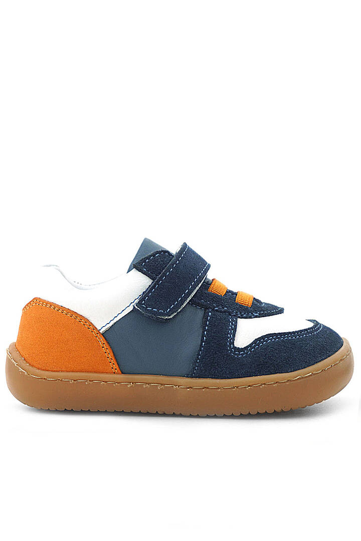 Maiyko Barefoot Lacivert & Beyaz Hakiki Deri Bebek Sneaker